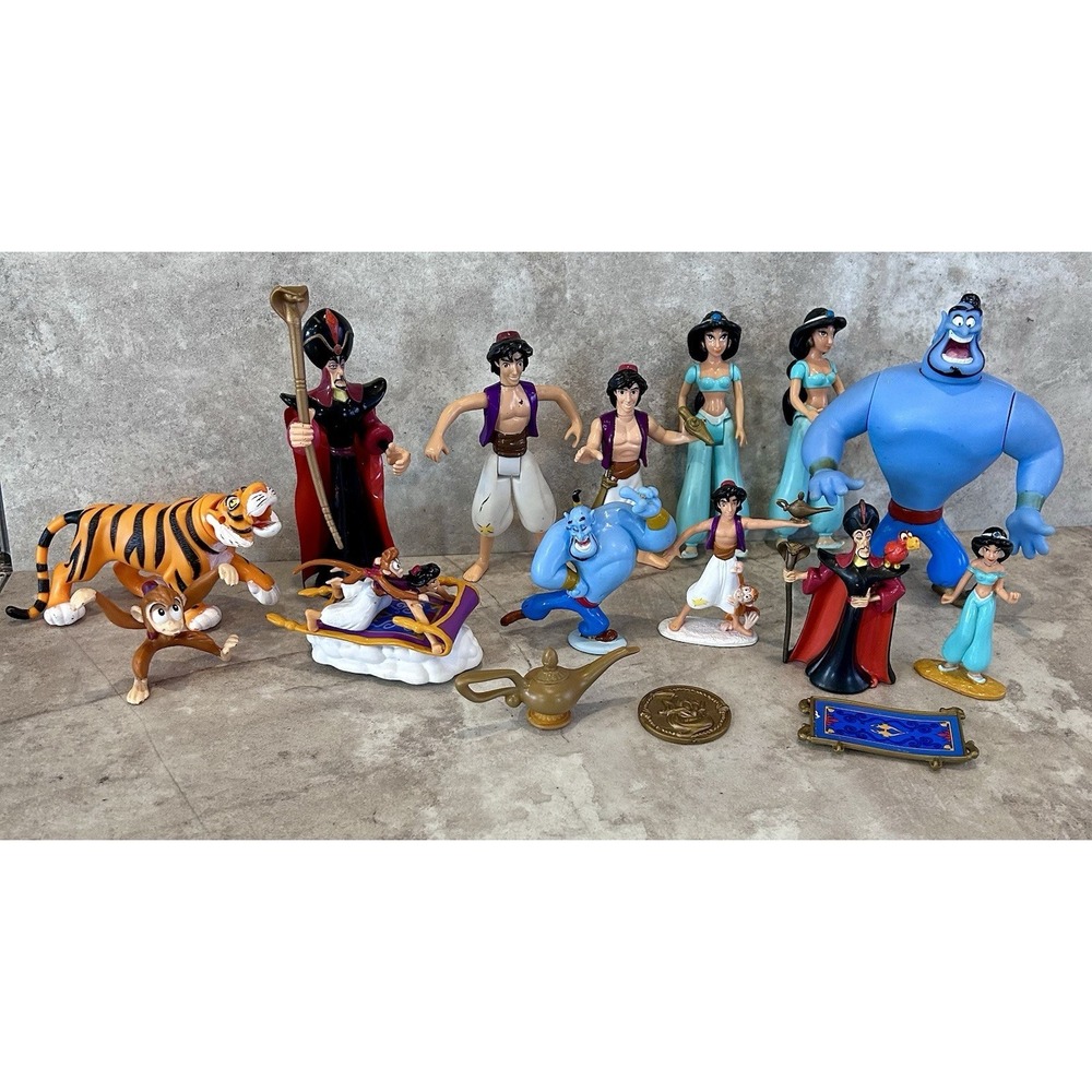 Vintage Mattel Disney Aladdin Action Figure LOT Aladdin Jasmin Jafar Genie 1992